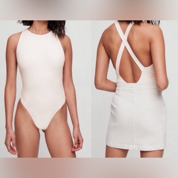 Wilfred Tops - NWT Aritzia Wilfred Free Marie Cross Back White Bodysuit size M